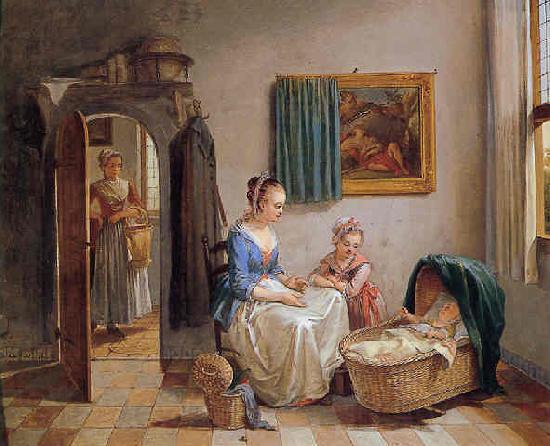 Willem van A family in an interior Norge oil painting art